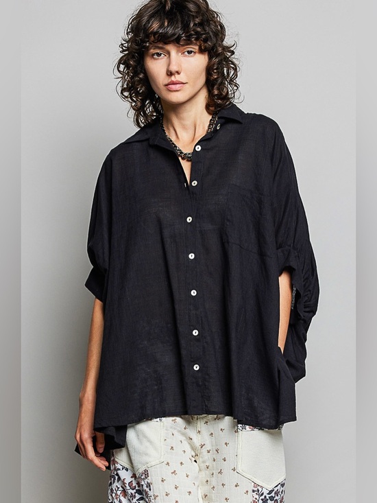 POL Tops - POL Button Down Half Dolman Sleeve Shirt